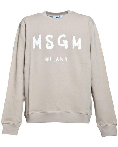 MSGM Logo-printed Crewneck Sweatshirt - Grey