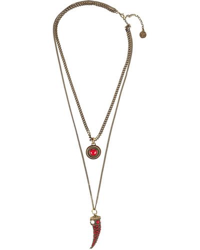 Roberto Cavalli Double Necklace With Tusk And Decoration - Multicolor