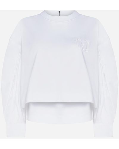 Max Mara Dolly Cotton Cropped Sweatshirt - White