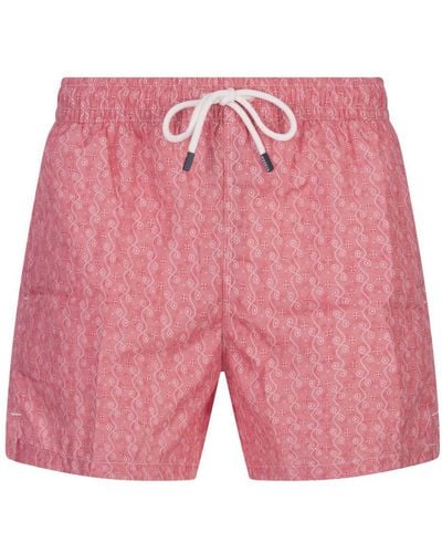 Fedeli Swim Shorts With Micro Pattern - Pink