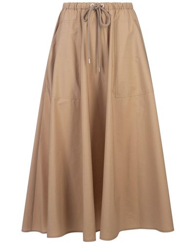 Moncler Poplin Maxi Skirt - Brown