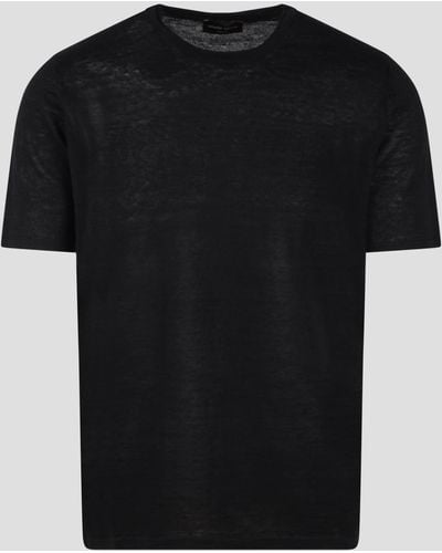 Roberto Collina Linen Knit Short Sleeve T-Shirt - Black