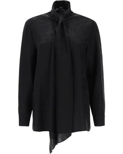 Versace Barocco Shirt With Lavallière Tie - Black