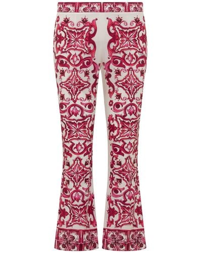 Dolce & Gabbana Trumpet Pants Maiolica Print - Red