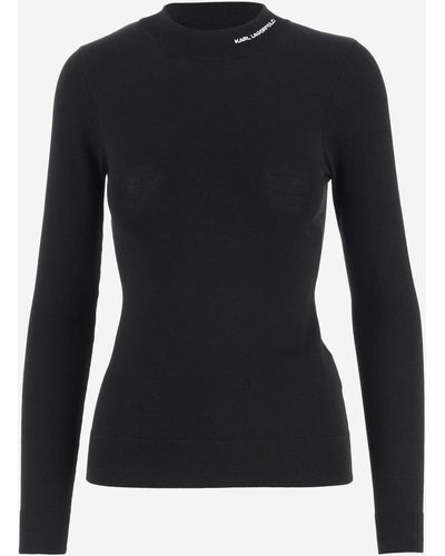 Karl Lagerfeld Logo-embroidered Roll-neck Sweater - Black