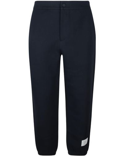 Thom Browne Logo Patched Straight Leg Track Trousers - Blue