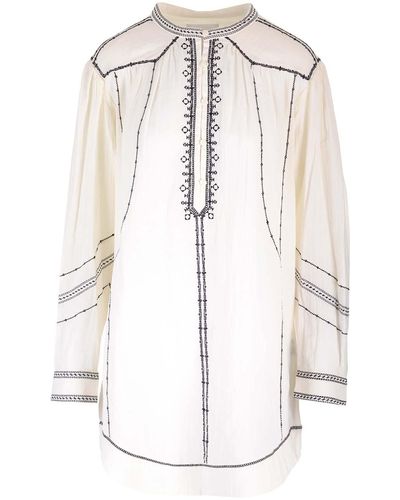 Isabel Marant Embroidered Long-Sleeved Dress - White