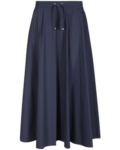 Herno Elastic Waist Drawstring Midi Skirt - Blue