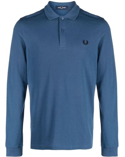 Fred Perry Logo-embroidered Cotton Polo Shirt - Blue