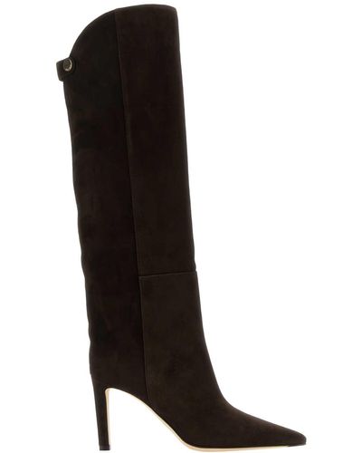 Jimmy Choo Chocolate Suede Alizze Boots - Black