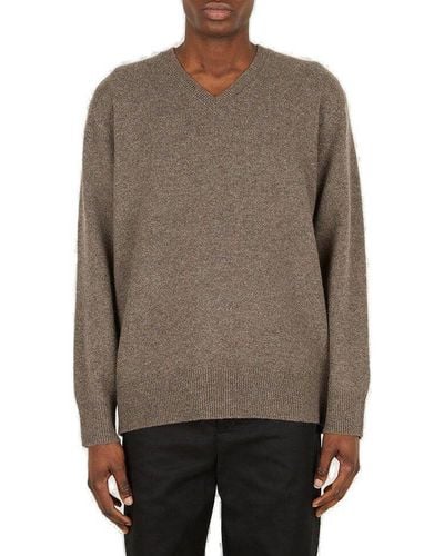 Acne Studios V-Neck Long-Sleeved Sweater - Brown