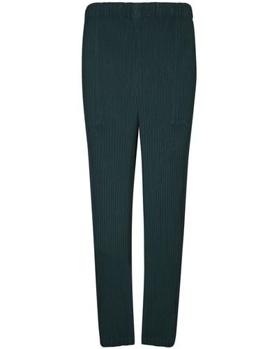 Issey Miyake Pleated Green Straight Trousers