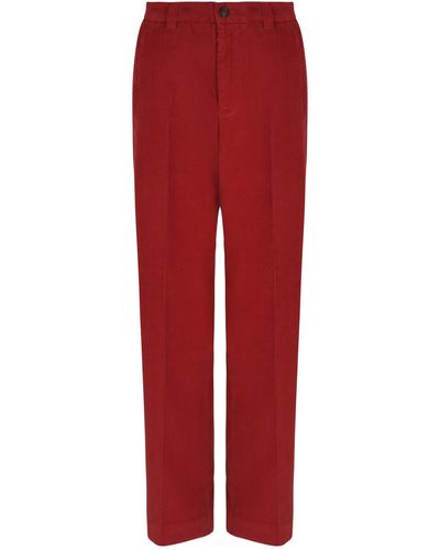 Maison Margiela Plain Corduroy Trousers - Red