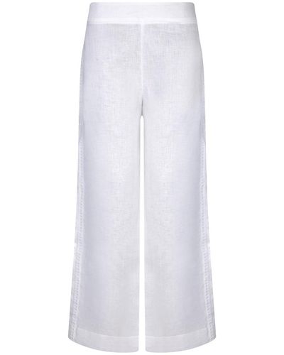 Ermanno Scervino Embroidered Slub Texture Trousers - White