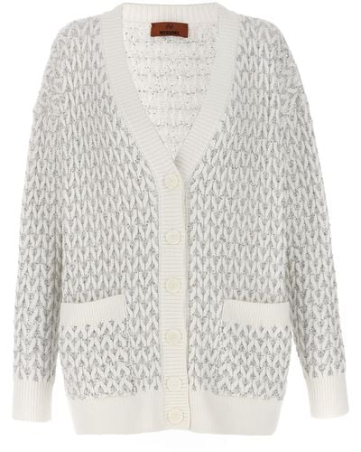 Missoni Sequin Braided Cardigan Sweater, Cardigans - White