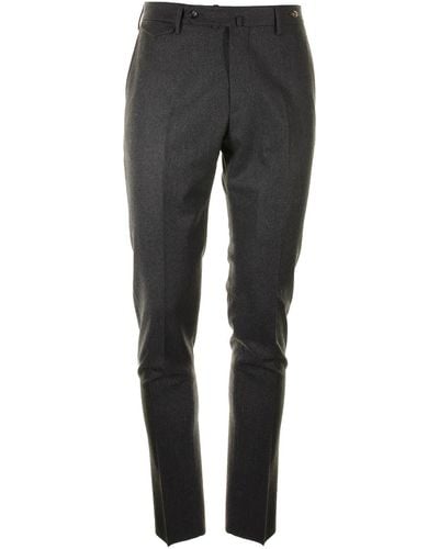 Tagliatore Belt-looped Slim-fit Pants - Black