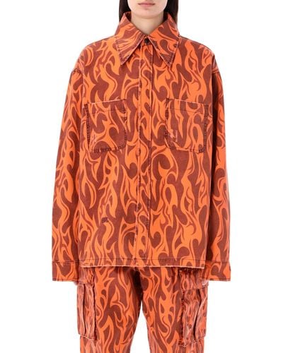 ERL Printed Flame Shirt - Orange