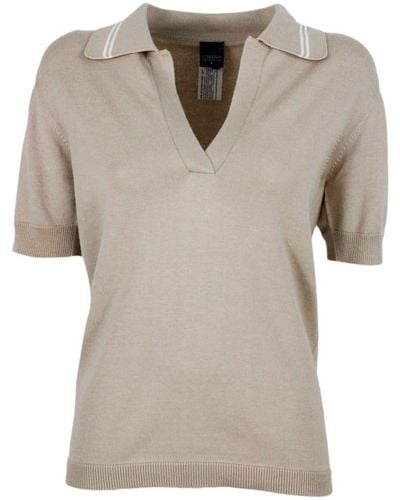 Lorena Antoniazzi Short-Sleeved Polo T-Shirt - Natural