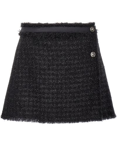 Versace Vichy Tweed Wrap Mini Skirt - Black