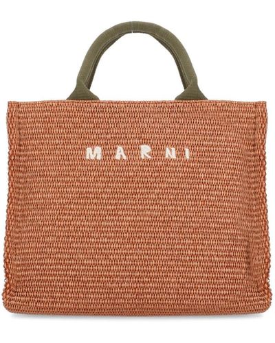 Marni Rafia Shopping Bag - Brown