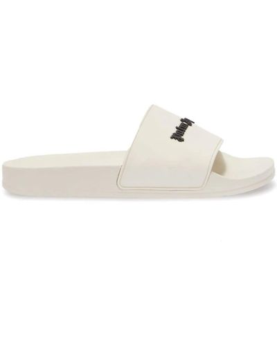 Palm Angels Slippers With Logo - White