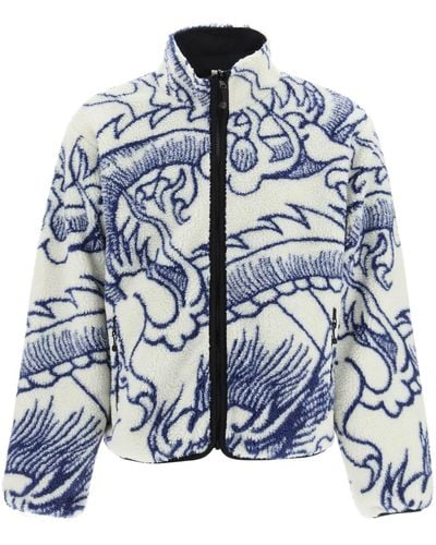 Stussy Dragon Reversible Fleece Jacket - Blue