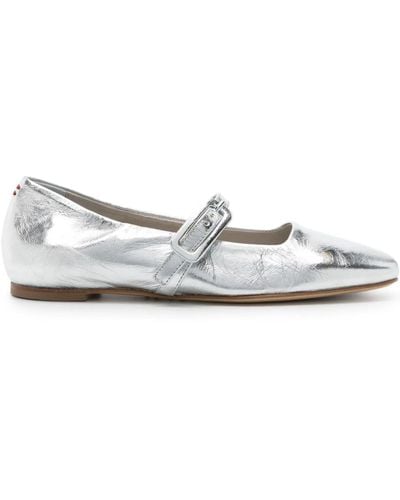 Halmanera Page Metallic Ballerina Shoes - White