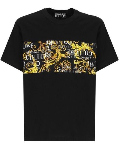 Versace T-shirt With Baroque Logo - Black