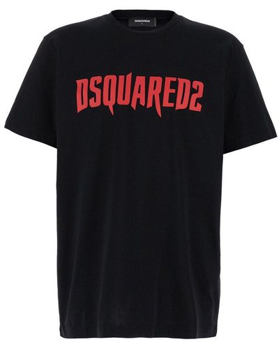 DSquared² Logo Printed Crewneck T-Shirt - Black