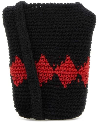 GIMAGUAS Crochet Rombo Crossbody Bag - Black