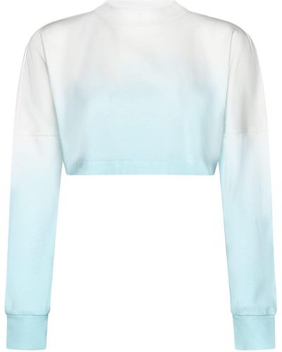 Palm Angels Gradient Cropped Overlogo T-shirt - Blue