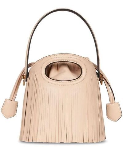 Etro Saturno Mini Bag With Fringes - Natural