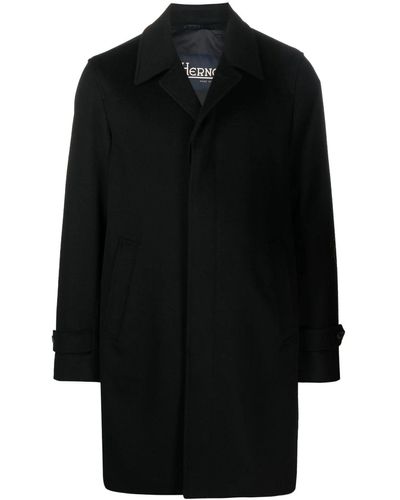 Herno Coat In Brushed Cashmere Wool - Black