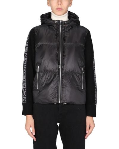 MICHAEL Michael Kors Hooded Jacket With Logo Band - Black