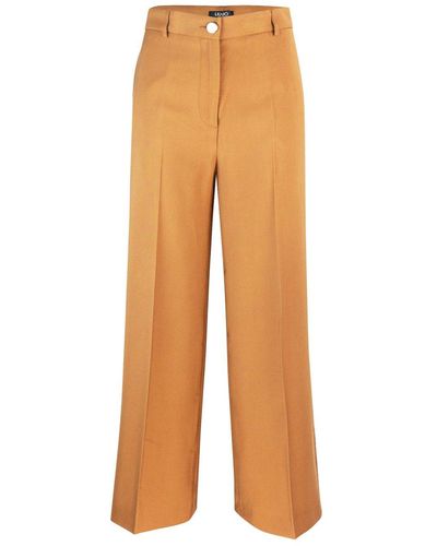 Liu Jo High-Waist Wide-Leg Cropped Trousers - Orange