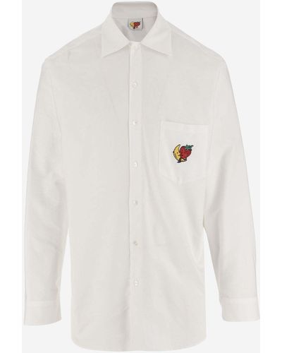 Sky High Farm Cotton Poplin Shirt With Logo - White