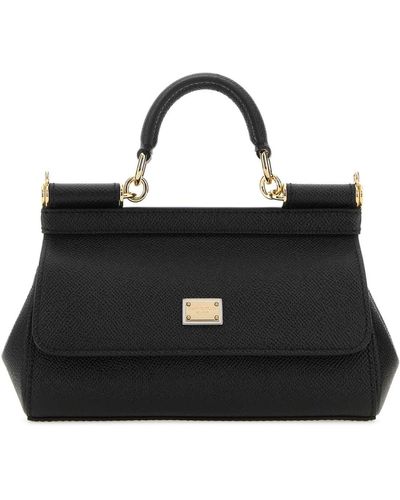 Dolce & Gabbana Leather Small Sicily Handbag - Black