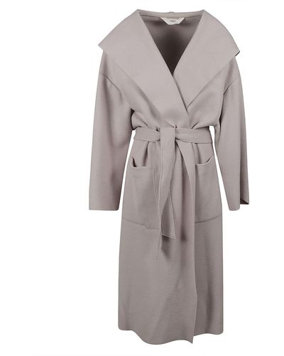 Barena Belted Long Coat - Gray