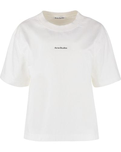 Acne Studios Logo Printed Crewneck T-shirt - White