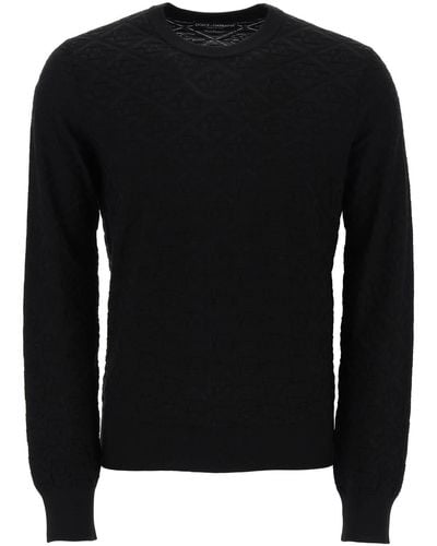 Dolce & Gabbana Dg Jacquard Silk Sweater - Black