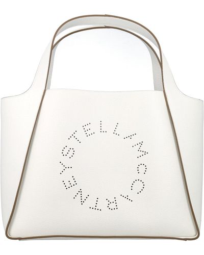 Stella McCartney Logo Grainy Alter Mat Tote Bag - White