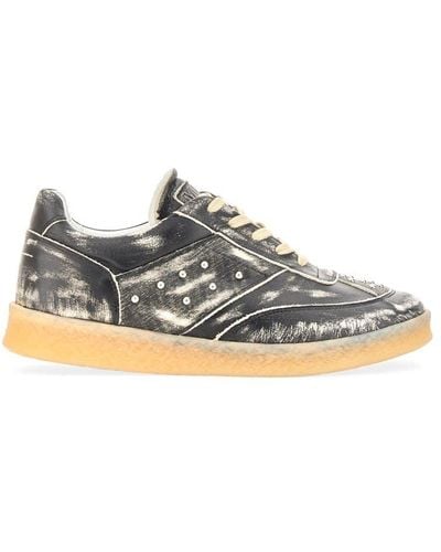 MM6 by Maison Martin Margiela Leather Low-top Sneakers - Black