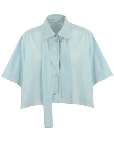 Philosophy Di Lorenzo Serafini Cropped Cotton Shirt - Blue