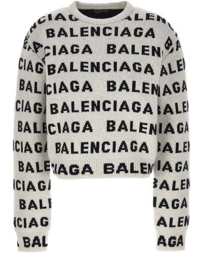 Balenciaga All Over Logo Sweater Sweater, Cardigans - Black