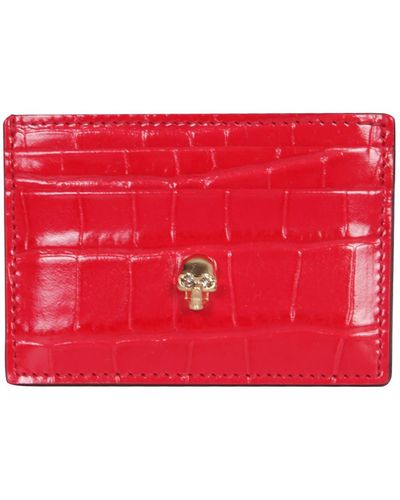 Alexander McQueen Card Holder With Skull - Red