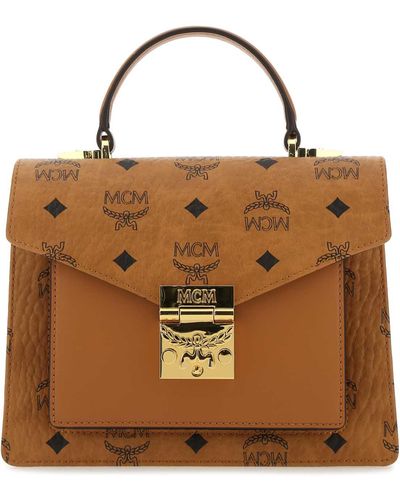 MCM Printed Canvas Small Satchel Handbag - Brown