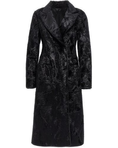 Alberta Ferretti Eco Astrakhan Coat Coats, Trench Coats - Black
