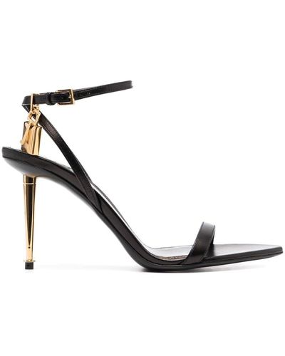 Tom Ford Naked 105 Leather Point-toe Ankle-strap Sandals - Black