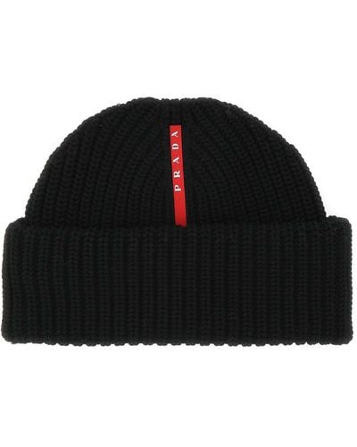 Prada Polyester Beanie Hat - Black