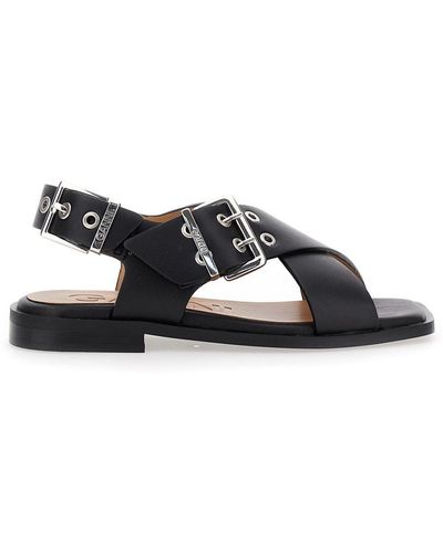 Ganni Sandals With Criss Cross Straps - White
